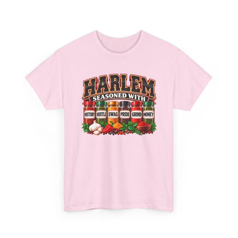 Harlem Seasoned With History Hustle Swag Pride Grind Money - T-Shirt