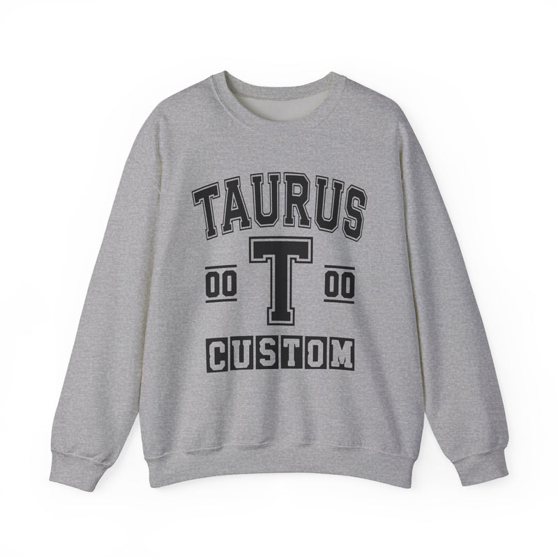 Custom Taurus Varsity Sweatshirt — Customize Birthday Day/Month/Year — Customize Gemini Season/Nation
