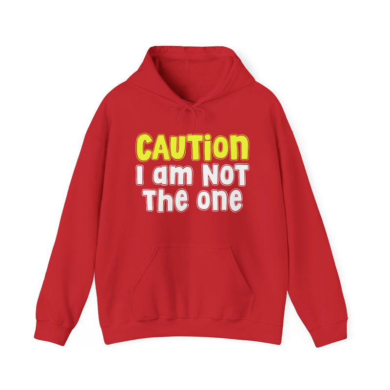 Caution I Am Not The One – Funny Warning Graphic Hoodie (yellow)