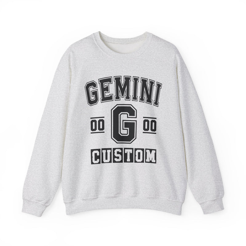 Custom Gemini Varsity Sweatshirt — Customize Birthday Day/Month/Year — Customize Gemini Season/Nation