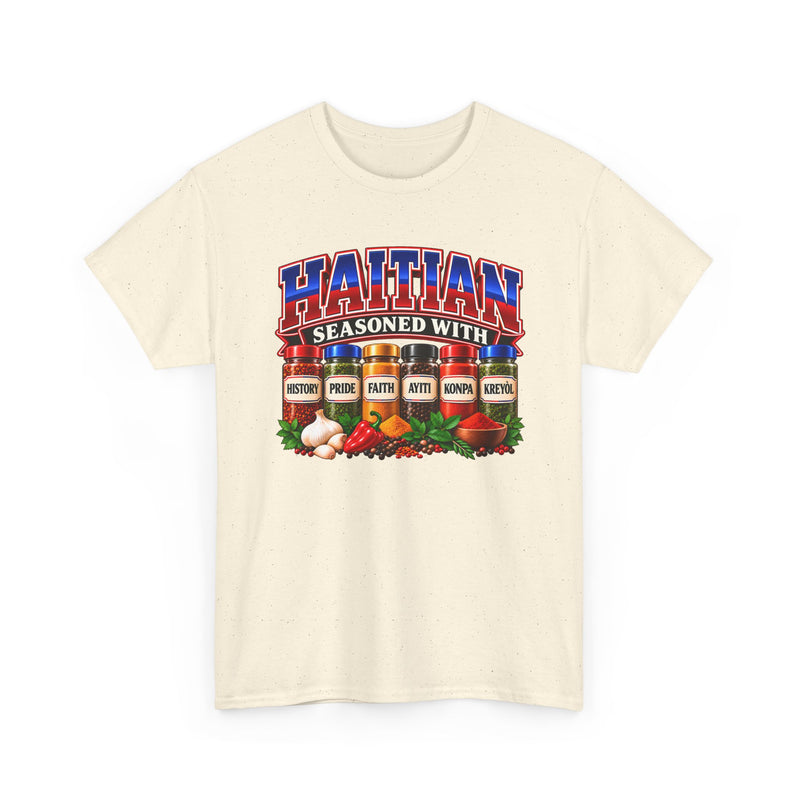 Haitian Seasoned With History Pride Faith Ayiti Kompa Kreyòl- T-Shirt