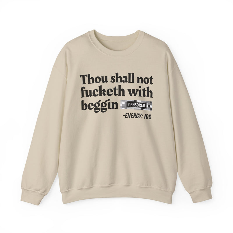 Thou Shall Not Fucketh With Beggin' Censored Bitch Vintage Funny Bible Print Slogan T-Shirt V2