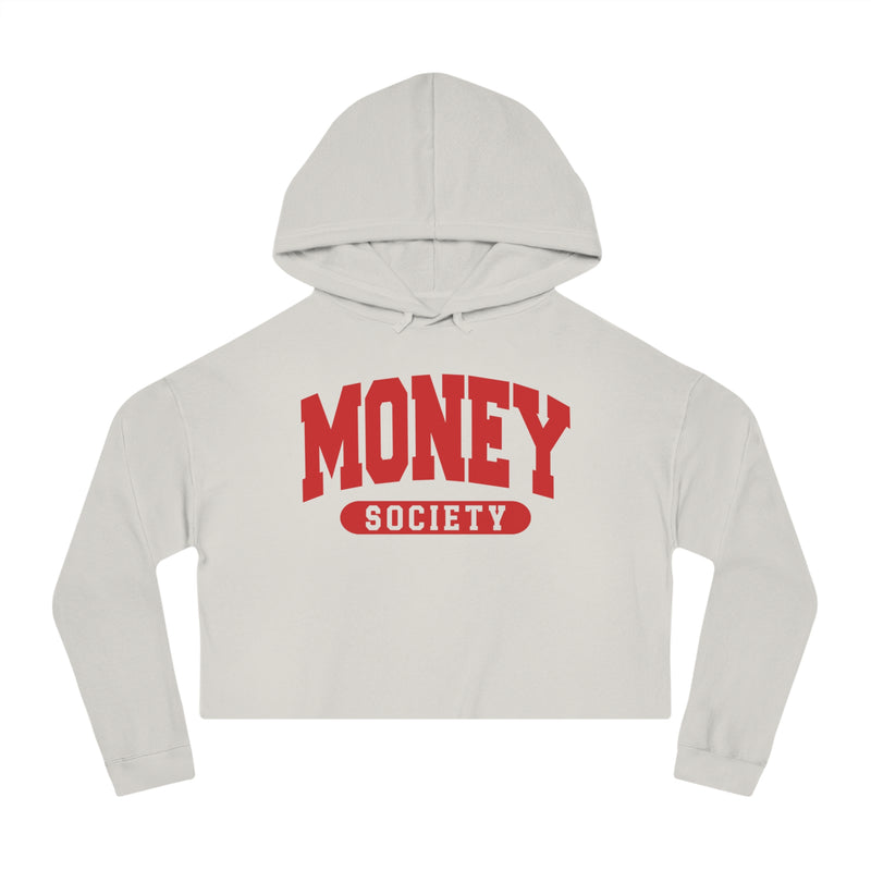 Money Society — Retro Collegiate Crop Top Hoodie