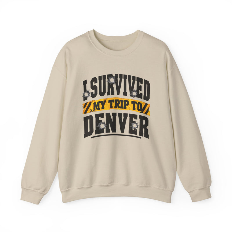 Sweatshirt with lettering reading I Survived My Trip To Denver, gallery image 4.