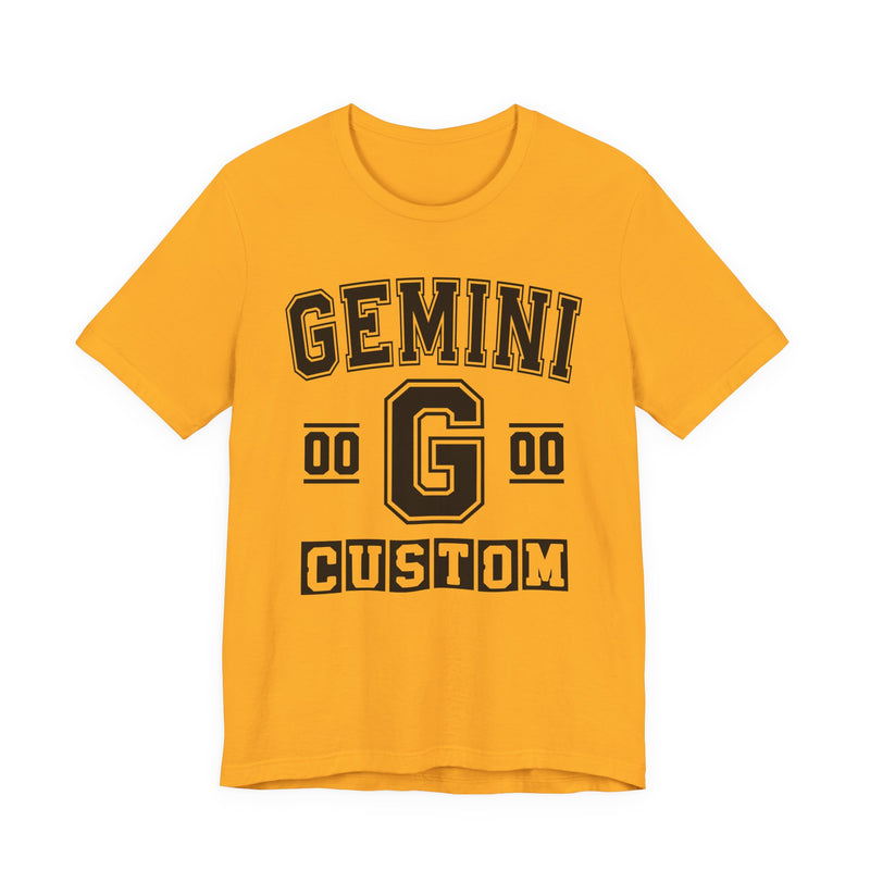 Custom Gemini Varsity T-Shirt — Customize Birthday Day/Month/Year — Customize Season/nation/Society