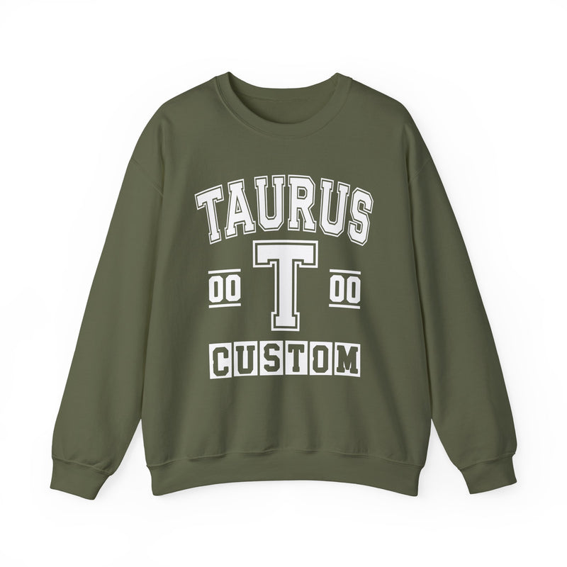 Custom Taurus Varsity Sweatshirt — Customize Birthday Day/Month/Year — Customize Gemini Season/Nation