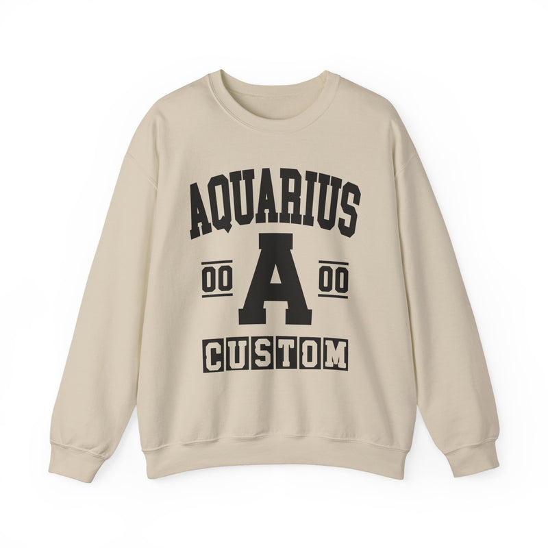 Custom Aquarius Varsity Sweatshirt — Customize Birthday Day/Month/Year — Customize Gemini Season/Nation