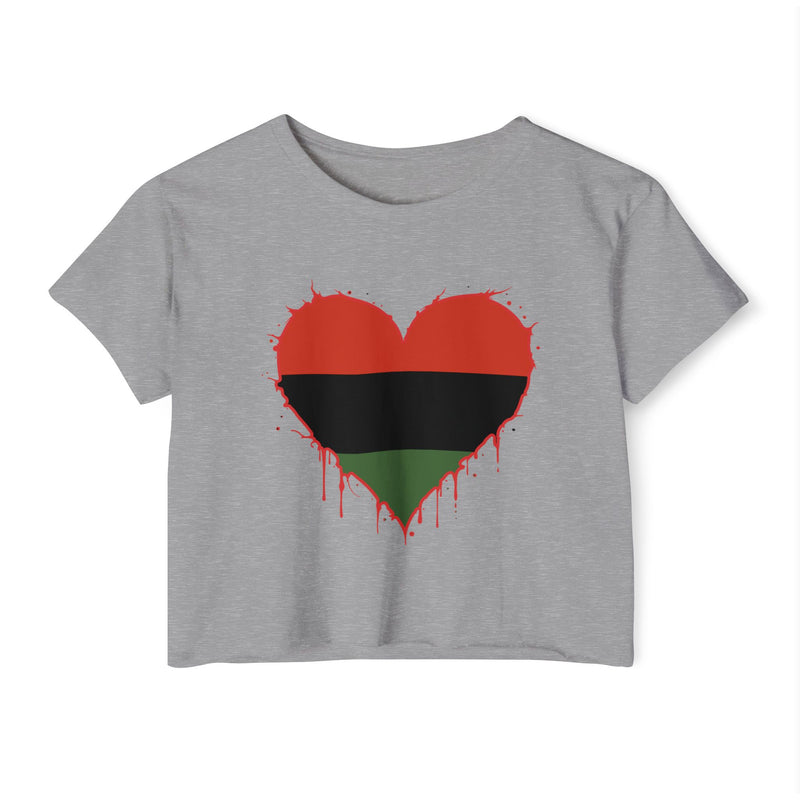 Red Black and Green Heart — Black Power Crop Top
