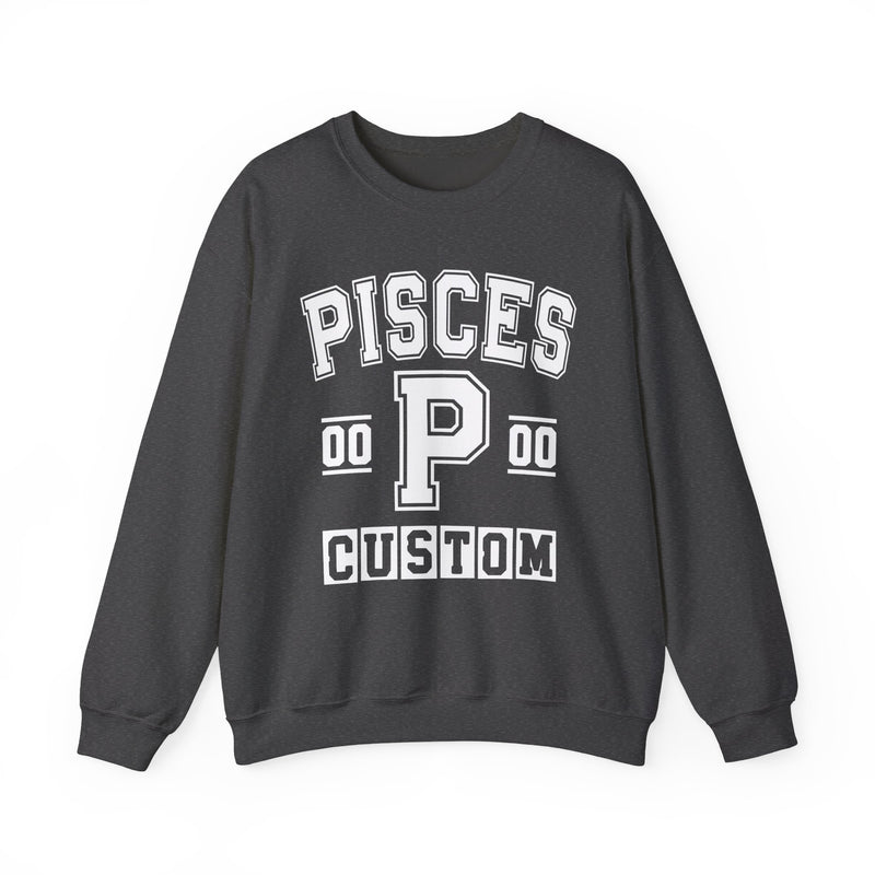 Custom Pisces Varsity Sweatshirt — Customize Birthday Day/Month/Year — Customize Gemini Season/Nation