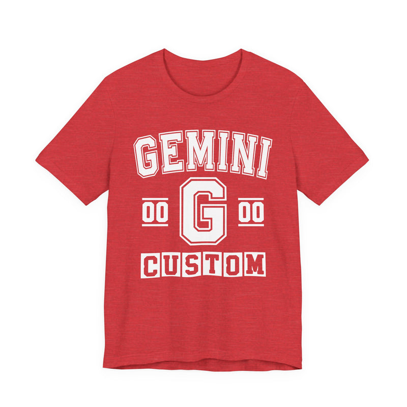 Custom Gemini Varsity T-Shirt — Customize Birthday Day/Month/Year — Customize Season/nation/Society