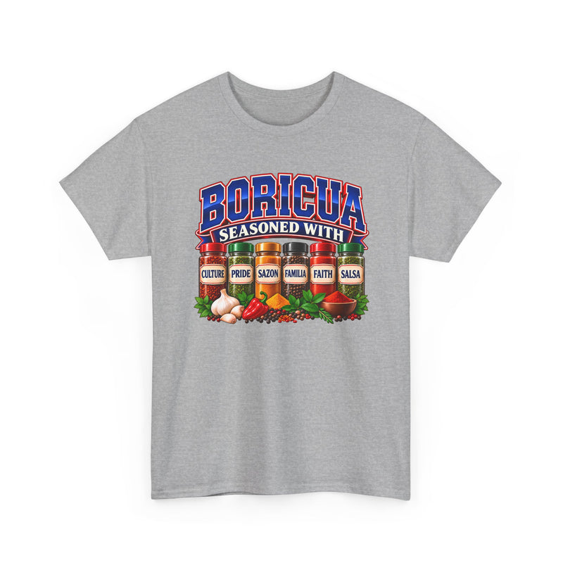 Boricua Seasoned With Culture Pride Sazón Familia Faith Salsa- T-Shirt