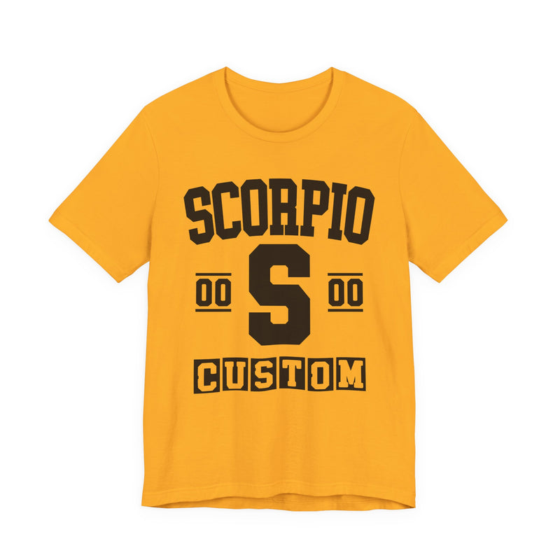 Custom Scorpio Varsity T-Shirt — Customize Birthday Day/Month/Year — Customize Season/nation/Society