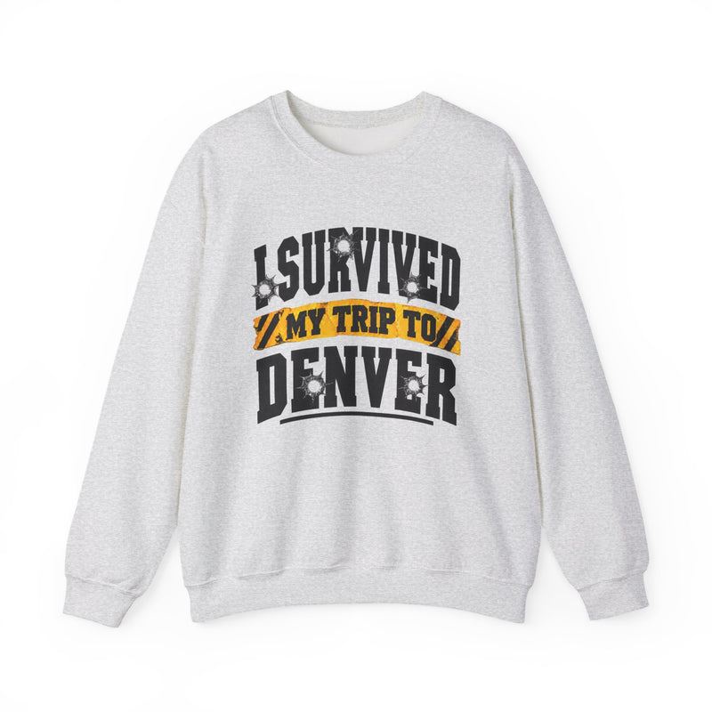 Sweatshirt with lettering reading I Survived My Trip To Denver, gallery image 3.