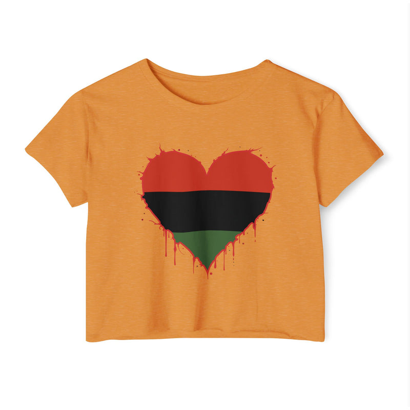 Red Black and Green Heart — Black Power Crop Top
