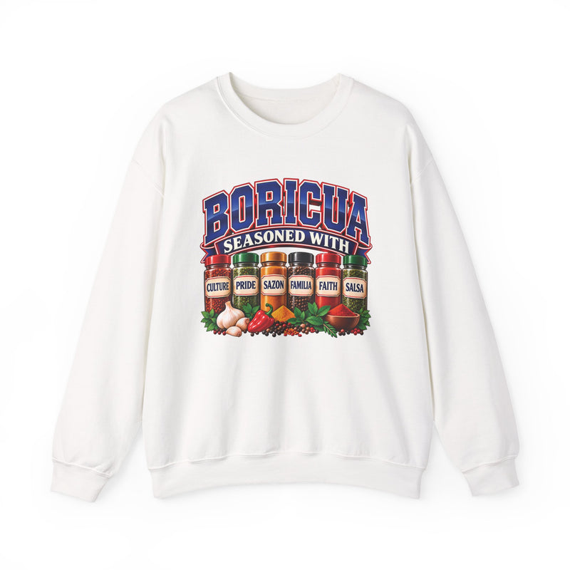 Boricua Seasoned With Culture Pride Sazon Familia Faith Salsa — Sweatshirt