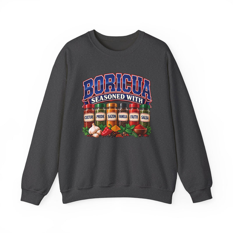 Boricua Seasoned With Culture Pride Sazon Familia Faith Salsa — Sweatshirt