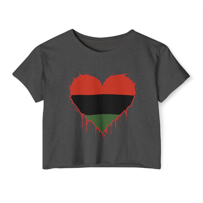Red Black and Green Heart — Black Power Crop Top
