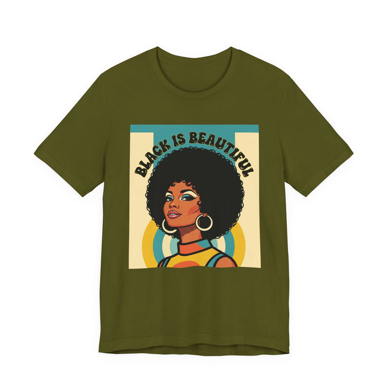 Black Is Beautiful — T-Shirt alternate view 14: BLACK IS BEAUTIFUL in bold statement lettering. Street Talk Designs culture statement apparel.