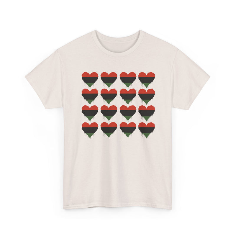African American Hearts T‑Shirt — Black Red Green Pride T-Shirt
