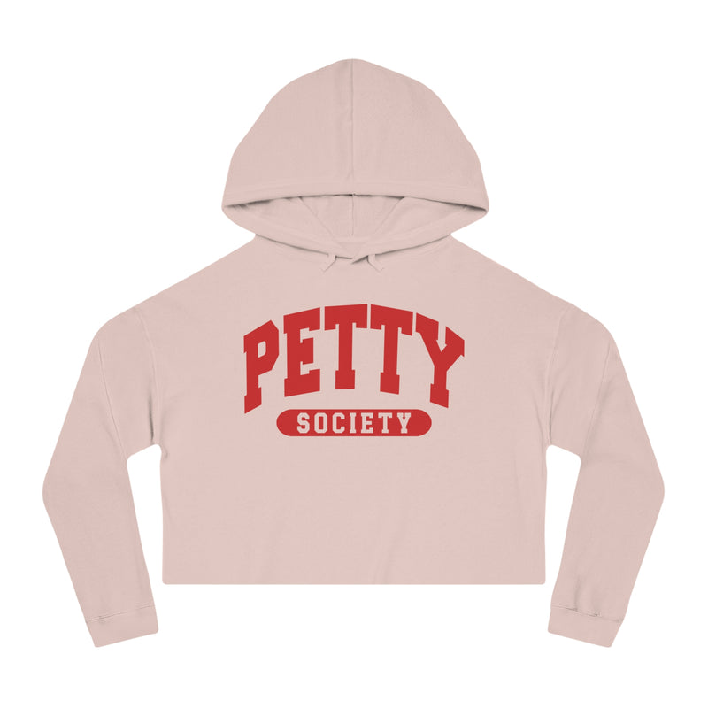 Petty Society — Retro Collegiate Crop Top Hoodie