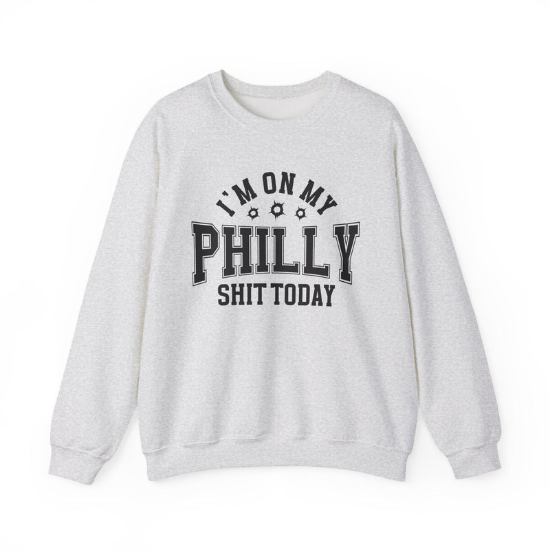 Sweatshirt with lettering reading I'm On My Philly Shit Today, gallery image 3.