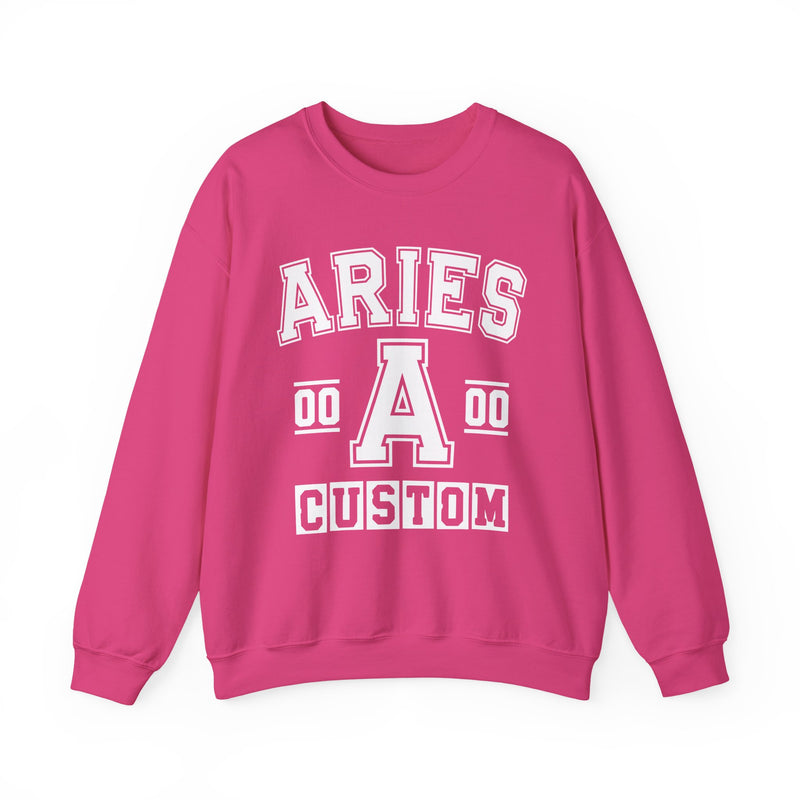 Custom Aries Varsity Sweatshirt — Customize Birthday Day/Month/Year — Customize Gemini Season/Nation