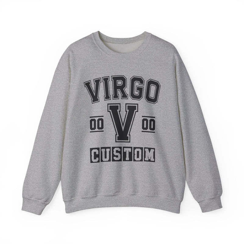 Custom Virgo Varsity Sweatshirt — Customize Birthday Day/Month/Year — Customize Gemini Season/Nation