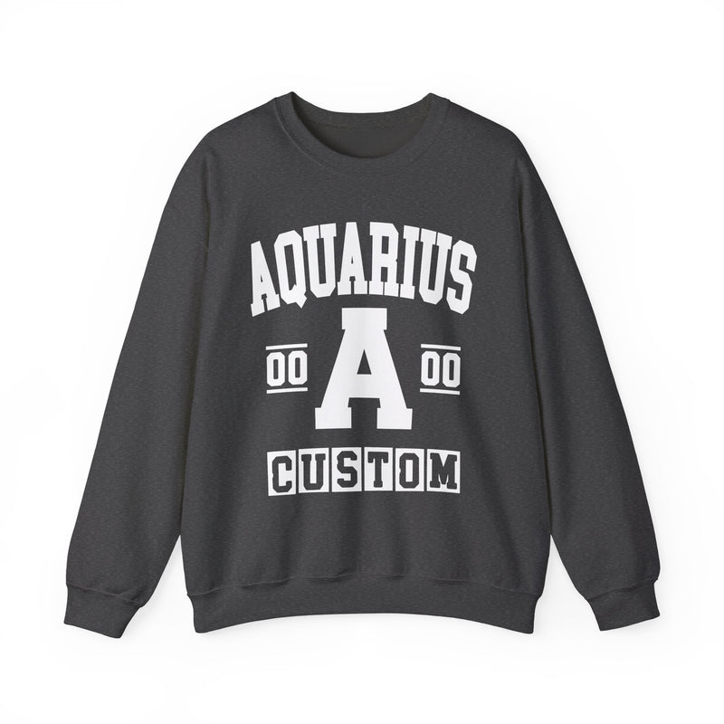 Custom Aquarius Varsity Sweatshirt — Customize Birthday Day/Month/Year — Customize Gemini Season/Nation