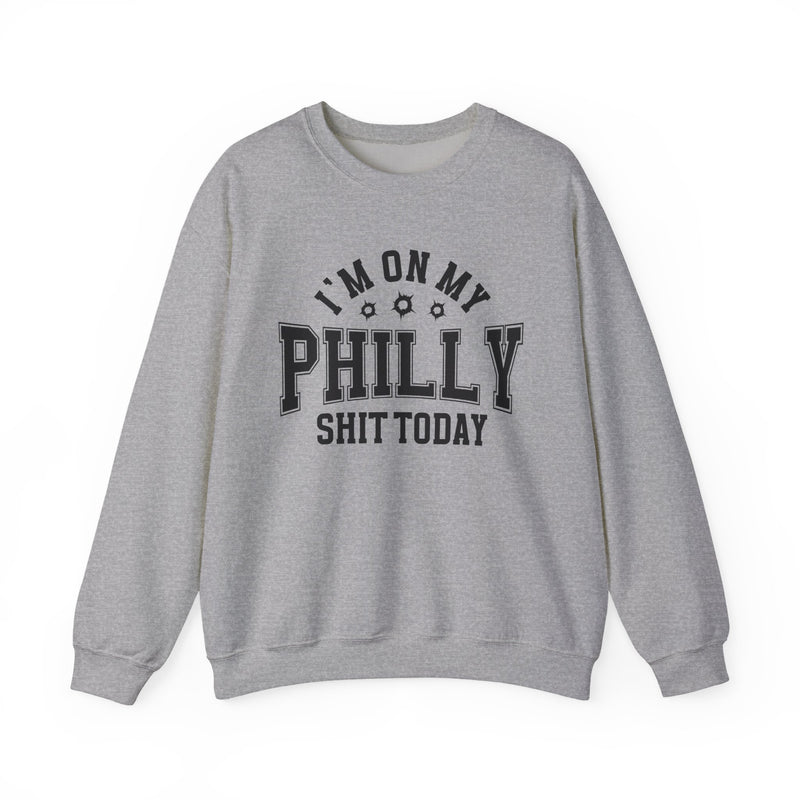 Sweatshirt with lettering reading I'm On My Philly Shit Today, gallery image 5.