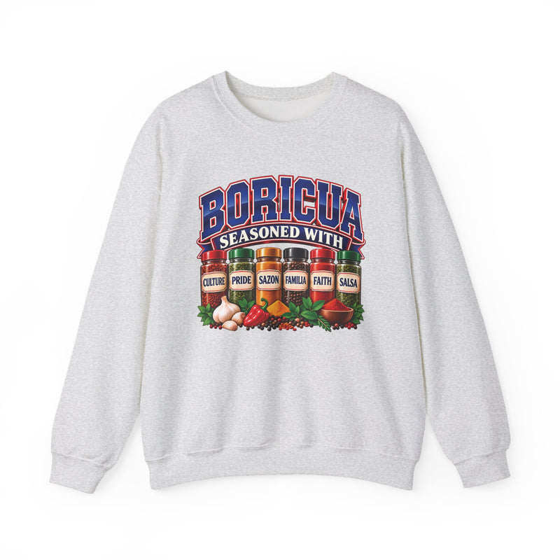 Boricua Seasoned With Culture Pride Sazon Familia Faith Salsa — Sweatshirt