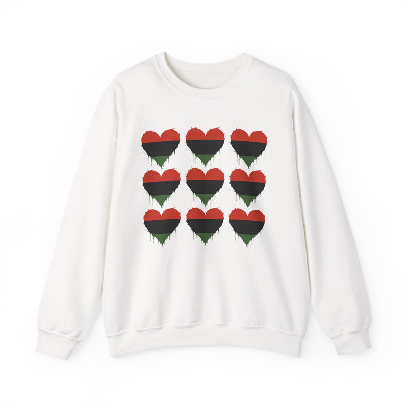 Pan——African Flag Red Black Green Heart 9 Grid Graphic Sweatshirt