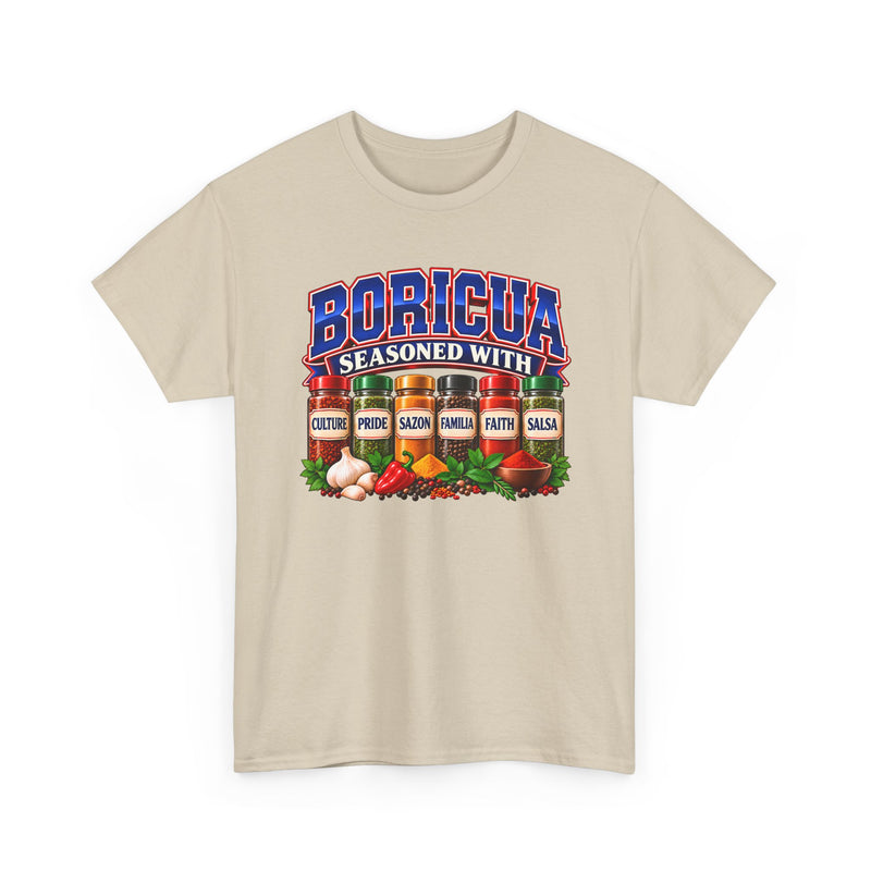 Boricua Seasoned With Culture Pride Sazón Familia Faith Salsa- T-Shirt