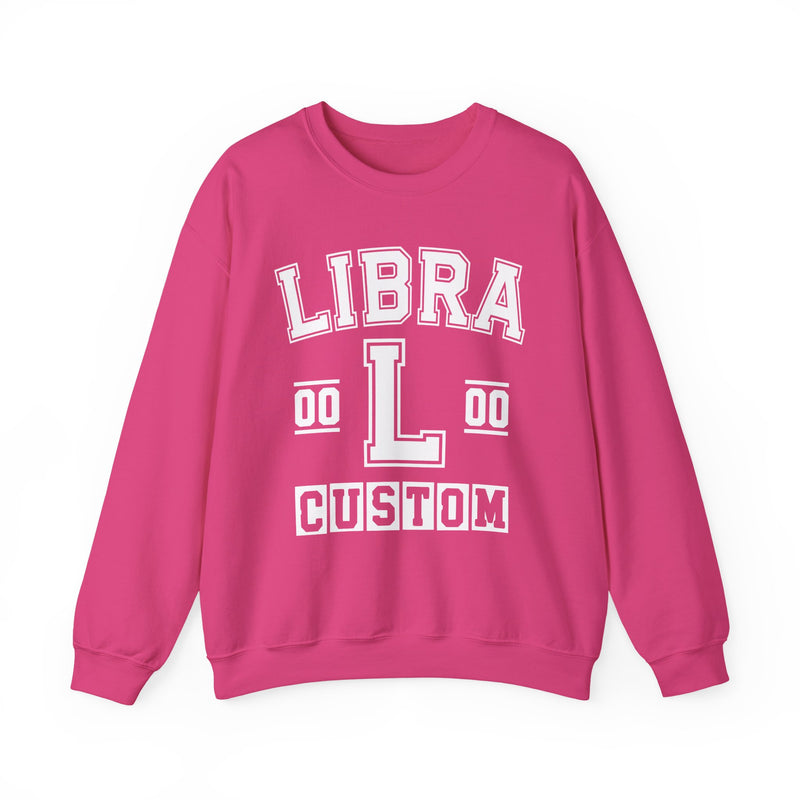 Custom Libra Varsity Sweatshirt — Customize Birthday Day/Month/Year — Customize Gemini Season/Nation