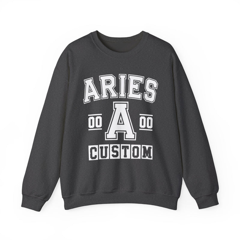 Custom Aries Varsity Sweatshirt — Customize Birthday Day/Month/Year — Customize Gemini Season/Nation