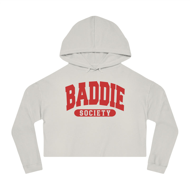 Baddie Society — Retro Collegiate Crop Top Hoodie