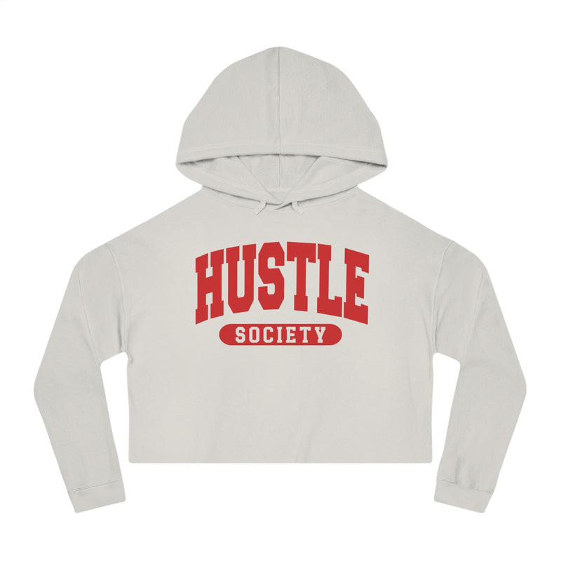 Hustle Society — Retro Collegiate Crop Top Hoodie