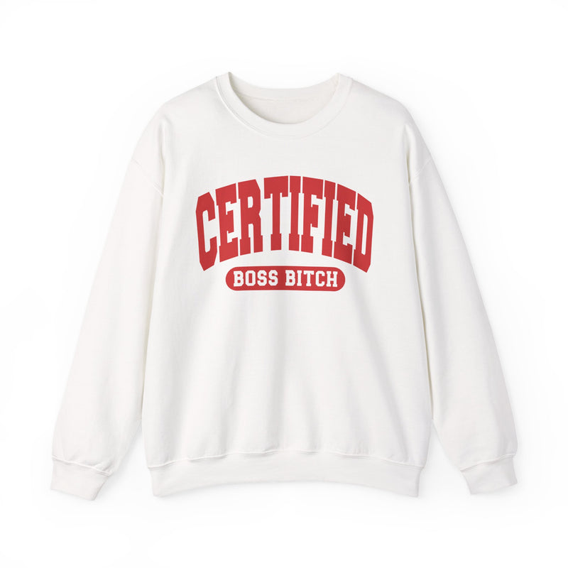 Certified Boss Bitch — Retro Collegiate Sweatshirt