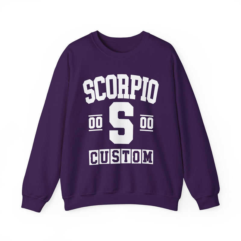 Custom Scorpio Varsity Sweatshirt — Customize Birthday Day/Month/Year — Customize Gemini Season/Nation