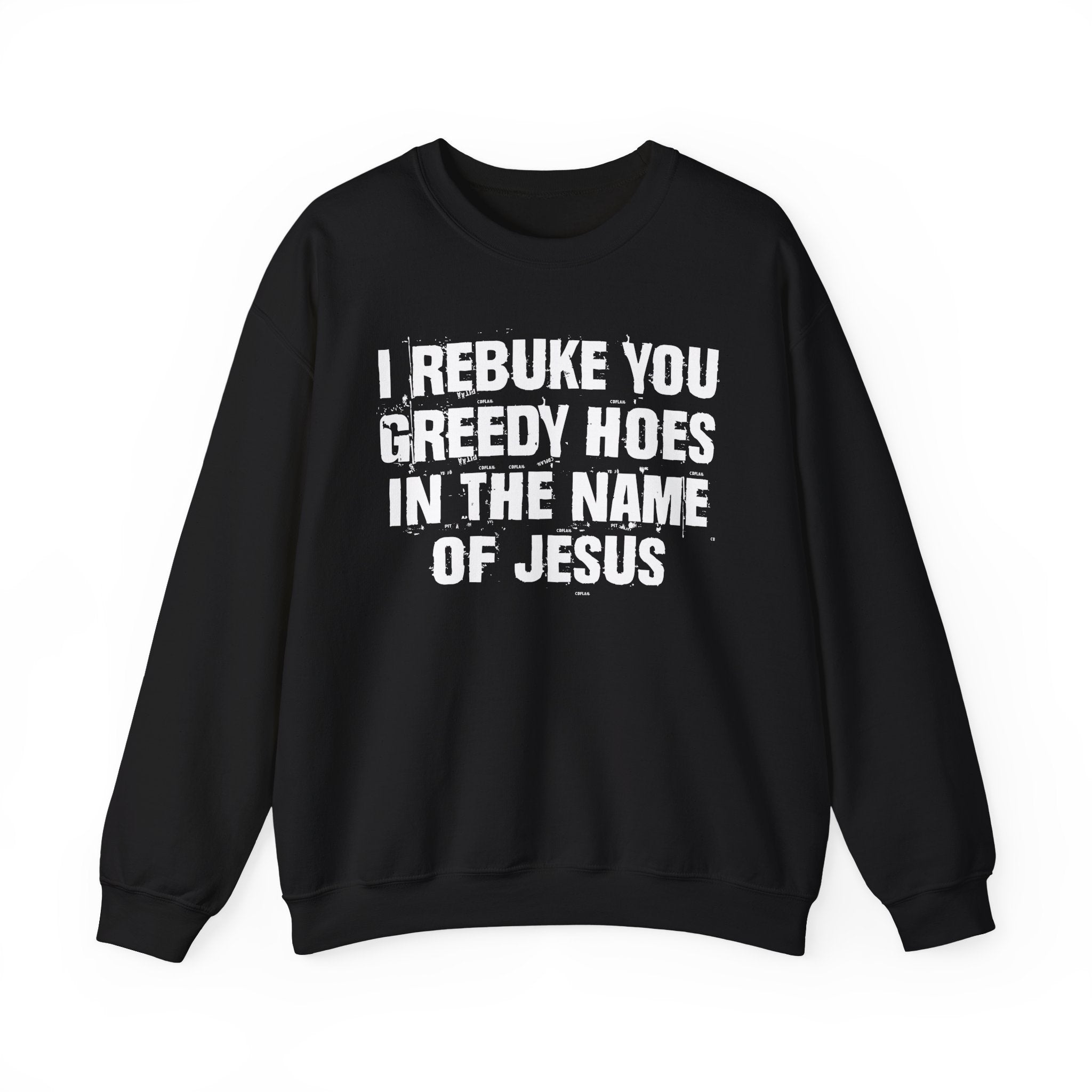 I Rebuke You Greedy Hoes in the Name of Jesus — Christian Humor Sweatshirt