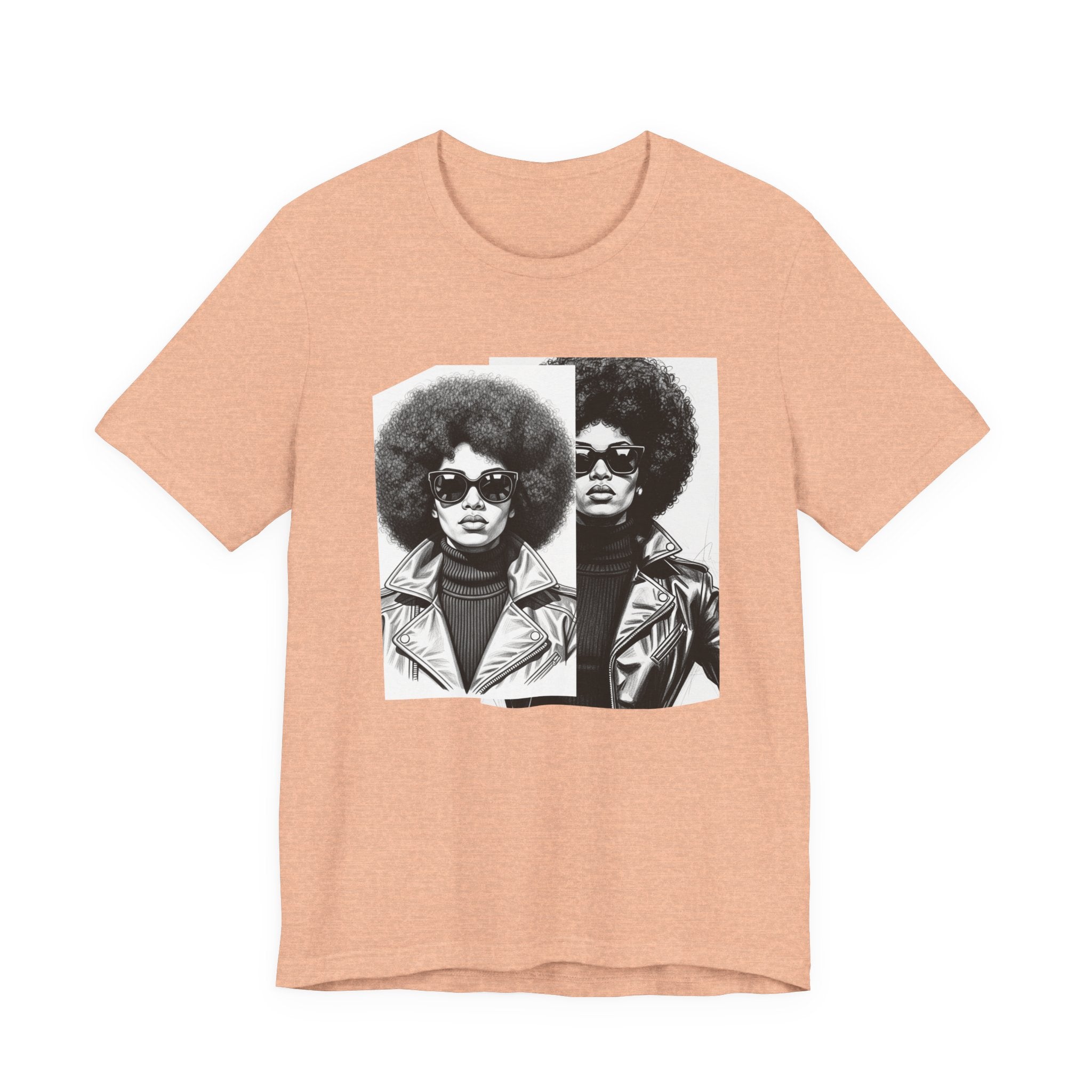 Powerful Black Woman Portrait － 70s with Retro Black Pride T-shirt