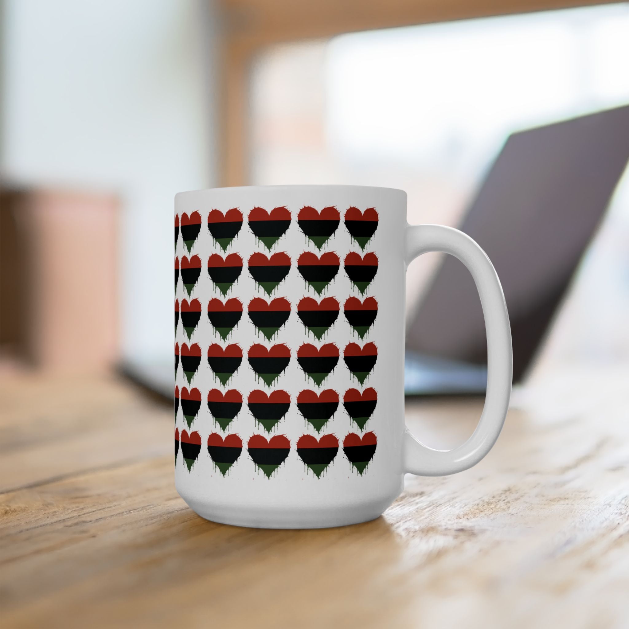 Pan——African Heart Pattern Ceramic Mug — 11oz & 15oz
