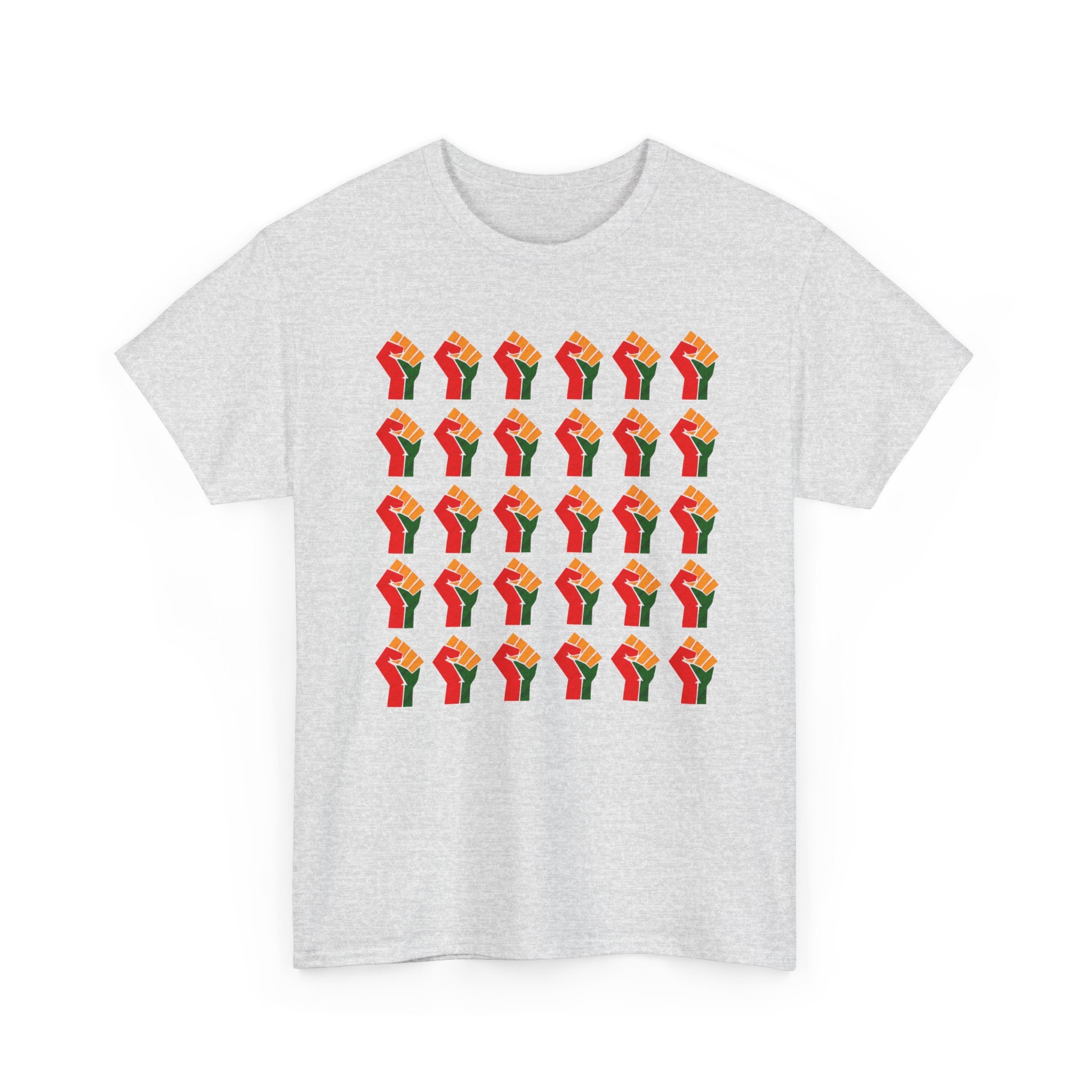 Raised Fist Grid 30 Pattern T‑Shirt — Pan——African Solidarity Graphic T-Shirt