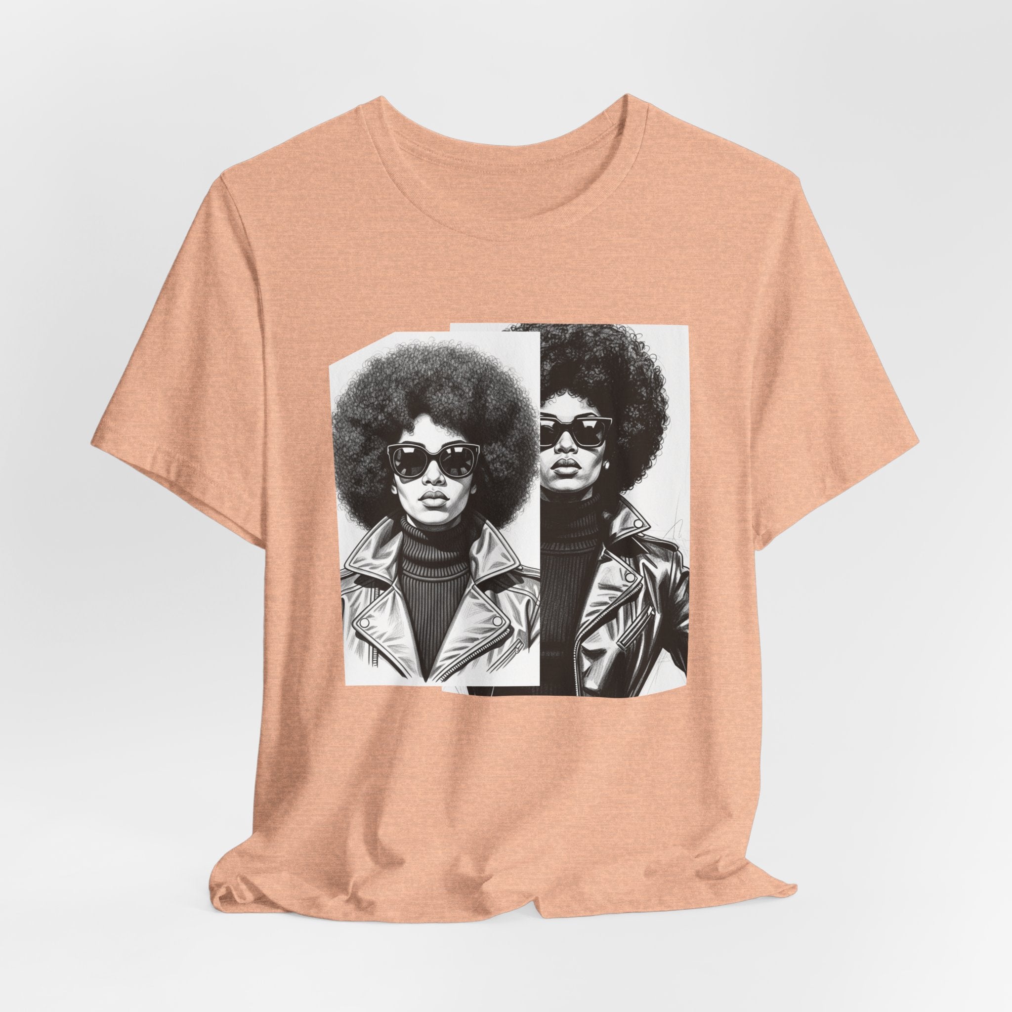 Powerful Black Woman Potrait - 70s with Retro Black Pride Tee Shirt