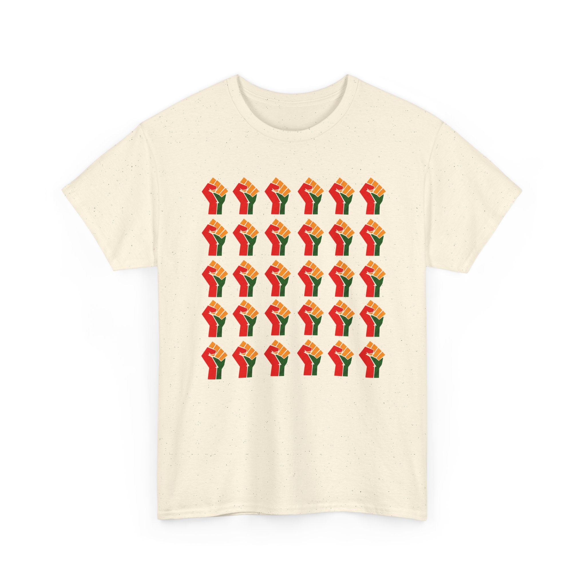 Raised Fist Grid 30 Pattern T‑Shirt — Pan-African Solidarity Graphic Tee