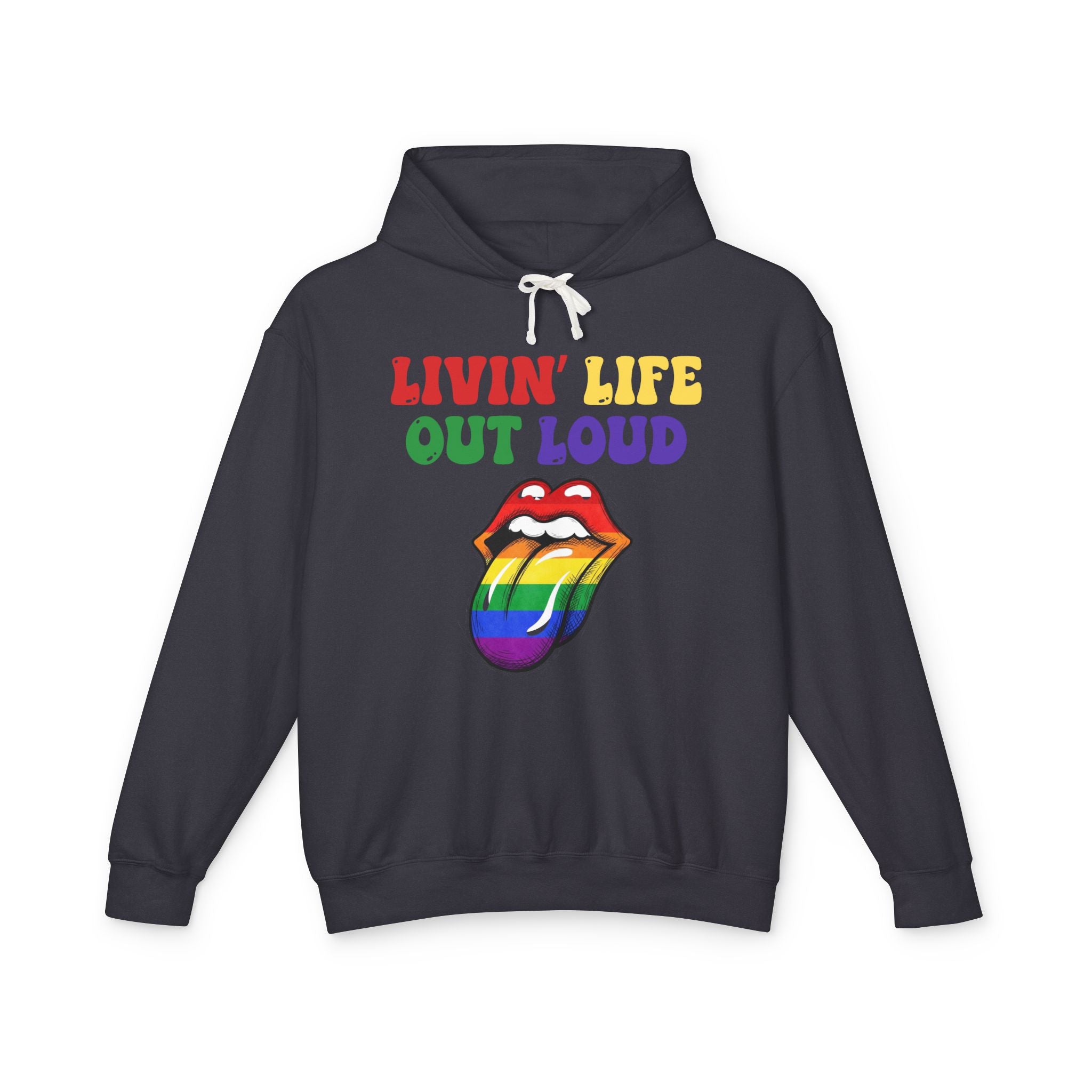 Livin' Life Out Loud - Rainbow Pride Lips Hoodie
