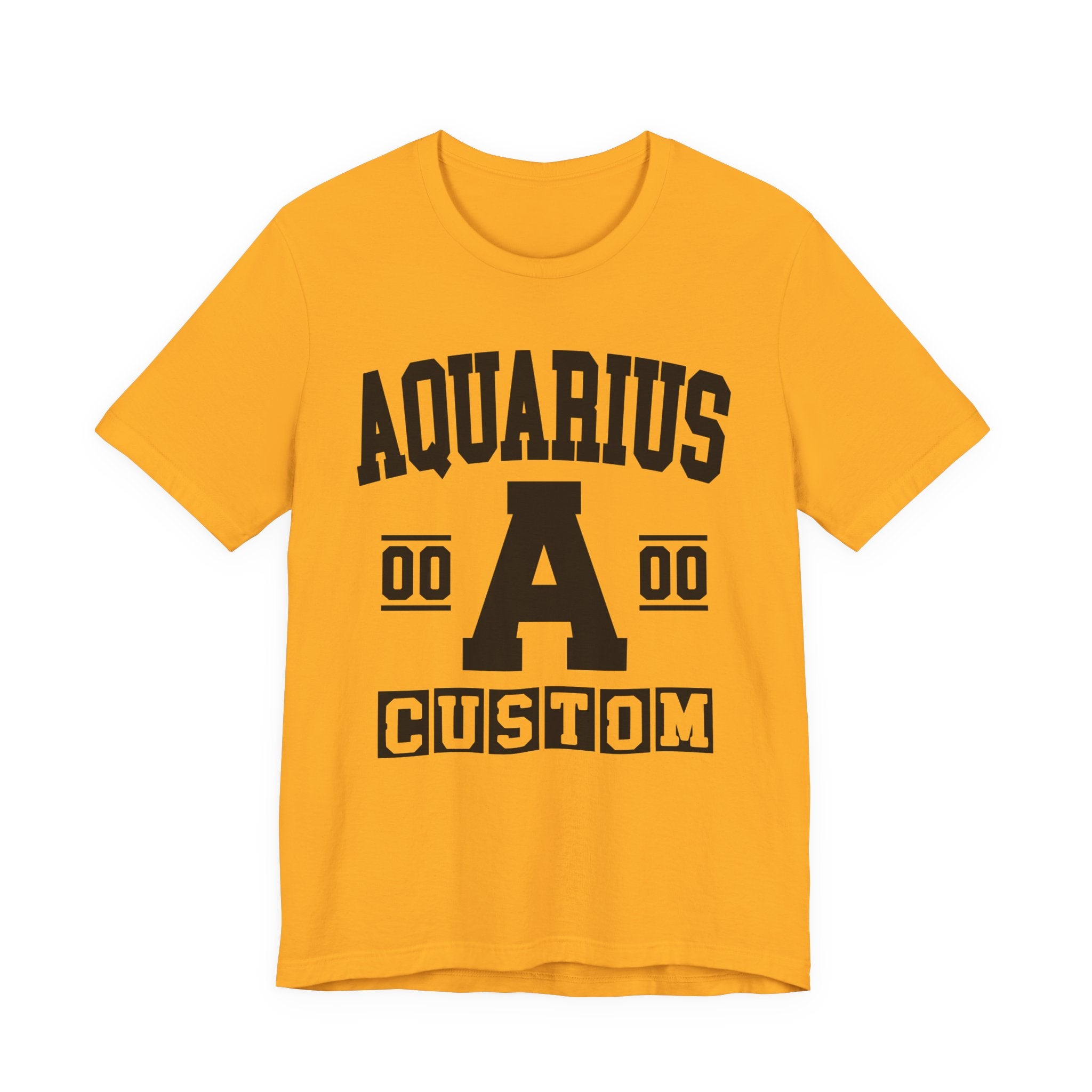Custom Aquarius Varsity Tee Shirt — Customize Birthday Day/Month/Year - Customize Season/nation/Society