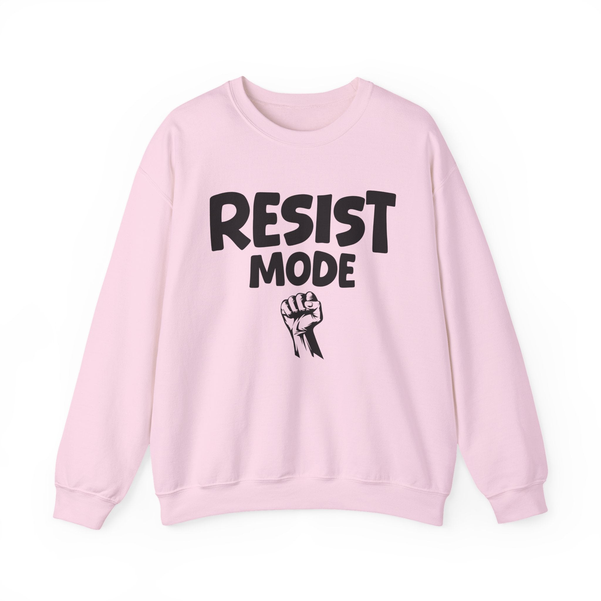 Resist Mode Crewneck Sweatshirt — Political Activism Fist Graphic
