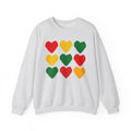 Afrocentric Sweatshirt with Red, Yellow, Green Heart Grid