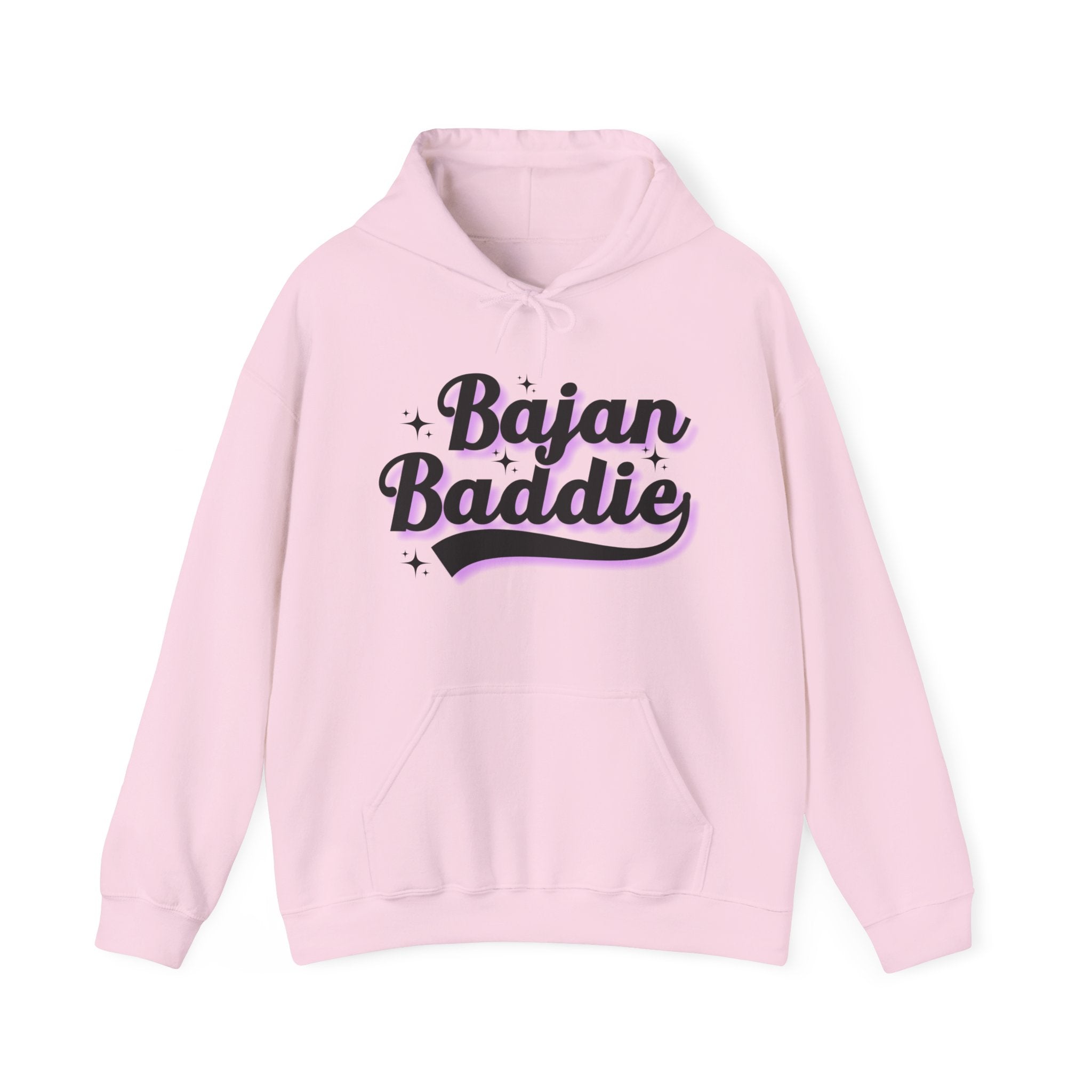 Bajan Baddie Hoodie — Bold Pink Varsity Lettering Hooded Sweatshirt