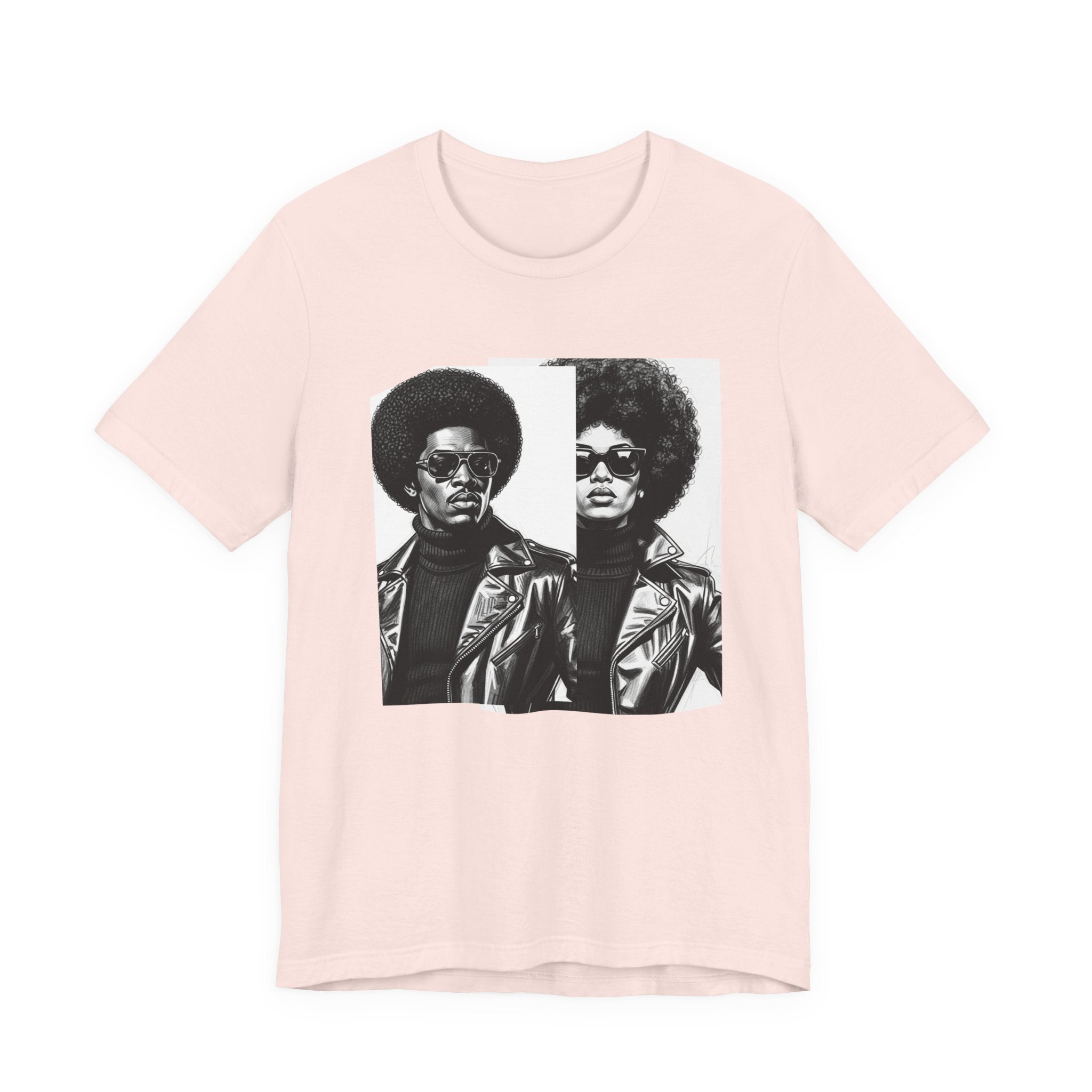 70s Style Portrait Of Black Power Couple － T-shirt